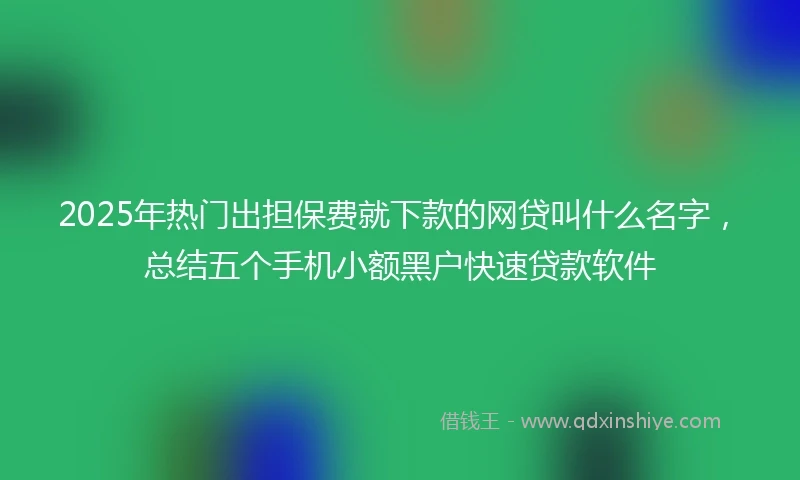 2025年热门出担保费就下款的网贷叫什么名字，总结五个手机小额黑户快速贷款软件