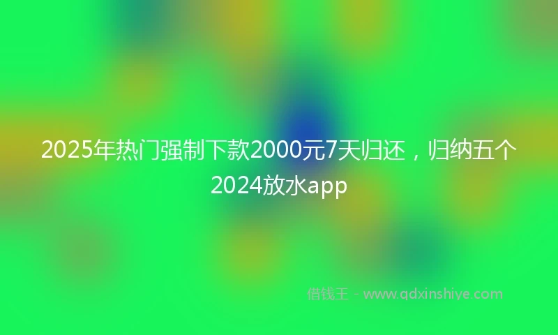 2025年热门强制下款2000元7天归还，归纳五个2024放水app