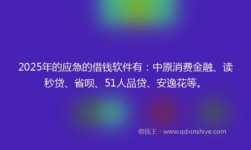 2025年的应急的借钱软件有：中原消费金融、读秒贷、省呗、51人品贷、安逸花等。
