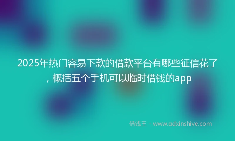 2025年热门容易下款的借款平台有哪些征信花了，概括五个手机可以临时借钱的app