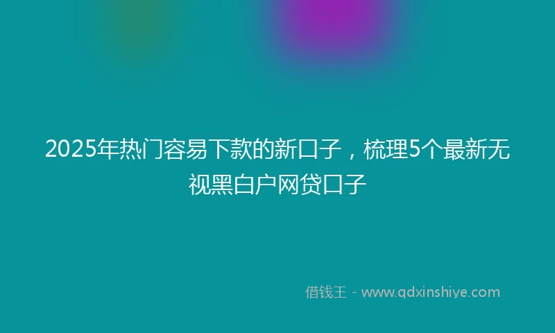 2025年热门容易下款的新口子，梳理5个最新无视黑白户网贷口子