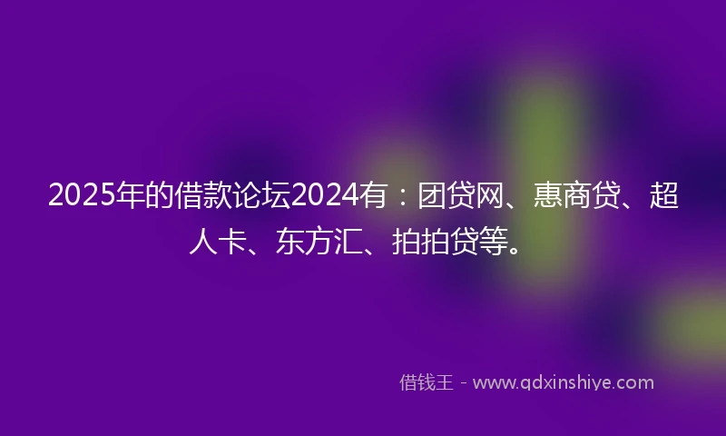 2025年的借款论坛2024有：团贷网、惠商贷、超人卡、东方汇、拍拍贷等。