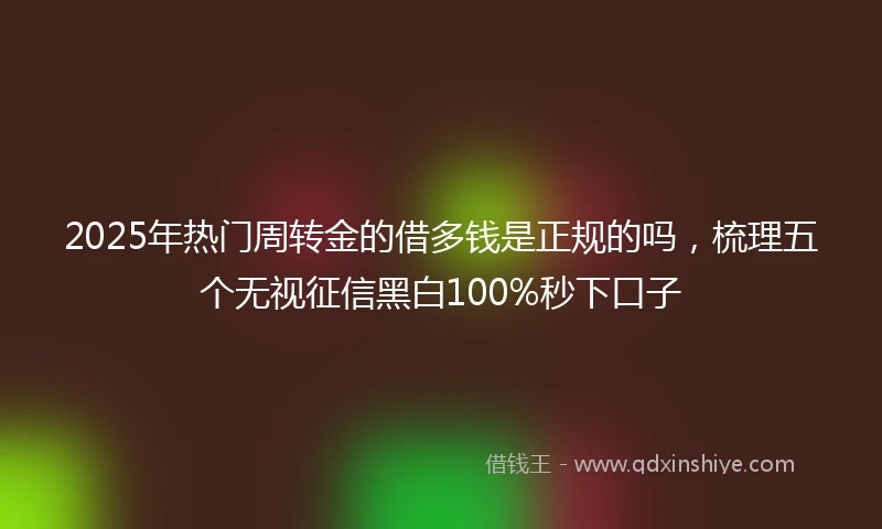2025年热门周转金的借多钱是正规的吗,梳理五个无视征信黑白100%秒下口子
