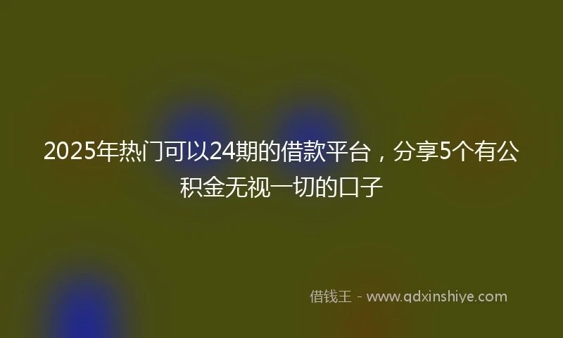 2025年热门可以24期的借款平台，分享5个有公积金无视一切的口子