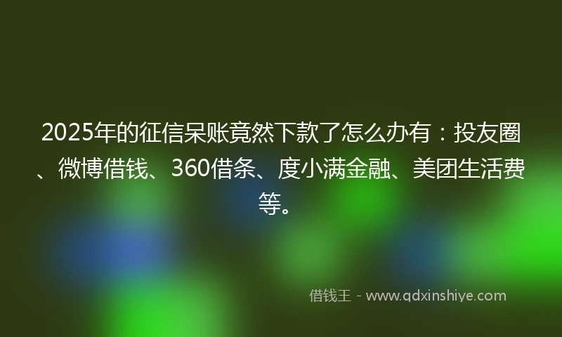 2025年的征信呆账竟然下款了怎么办有：投友圈、微博借钱、360借条、度小满金融、美团生活费等。