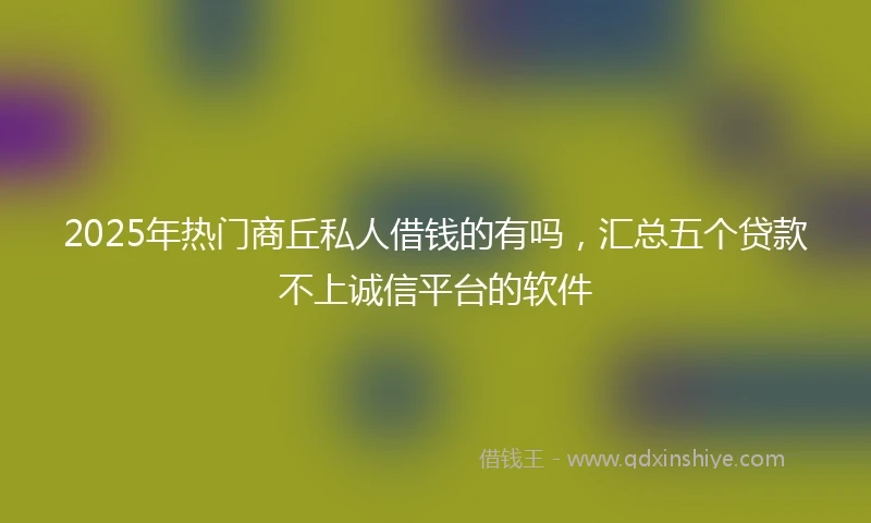 2025年热门商丘私人借钱的有吗，汇总五个贷款不上诚信平台的软件