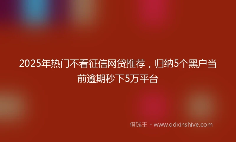 2025年热门不看征信网贷推荐，归纳5个黑户当前逾期秒下5万平台