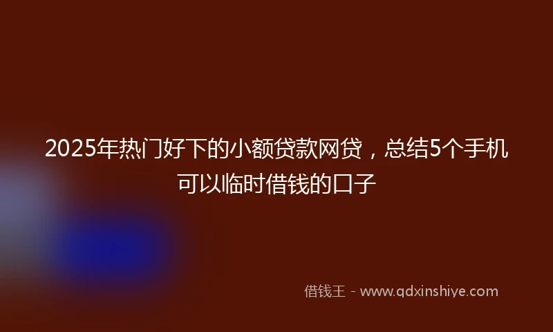 2025年热门好下的小额贷款网贷，总结5个手机可以临时借钱的口子