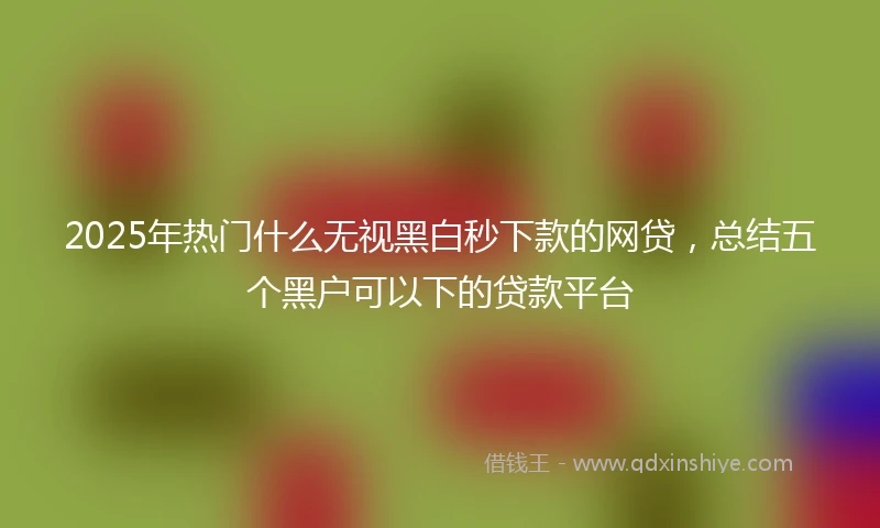 2025年热门什么无视黑白秒下款的网贷，总结五个黑户可以下的贷款平台