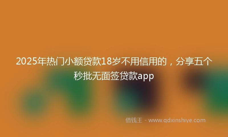 2025年热门小额贷款18岁不用信用的，分享五个秒批无面签贷款app