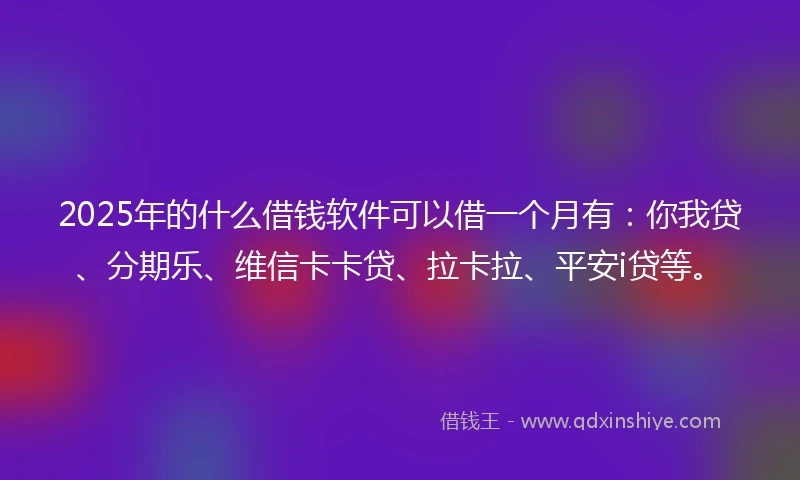 2025年的什么借钱软件可以借一个月有：你我贷、分期乐、维信卡卡贷、拉卡拉、平安i贷等。