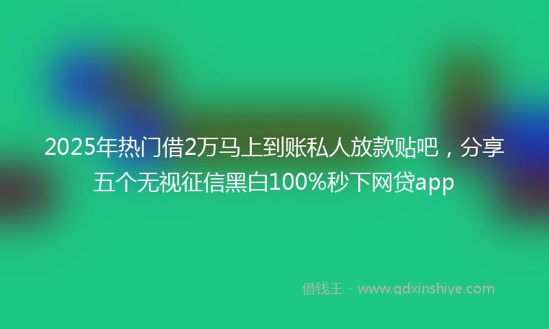 2025年热门借2万马上到账私人放款贴吧，分享五个无视征信黑白100%秒下网贷app