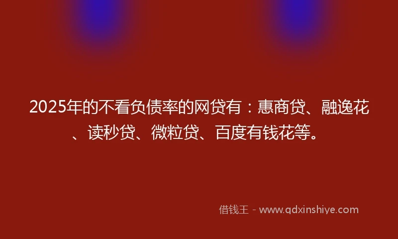 2025年的不看负债率的网贷有：惠商贷、融逸花、读秒贷、微粒贷、百度有钱花等。
