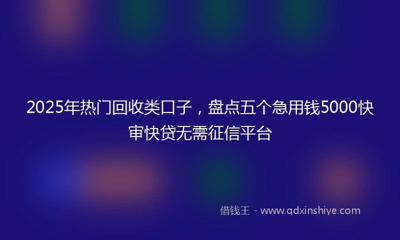2025年热门回收类口子，盘点五个急用钱5000快审快贷无需征信平台