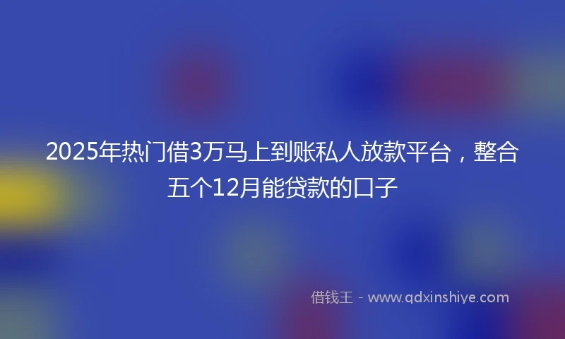 2025年热门借3万马上到账私人放款平台，整合五个12月能贷款的口子