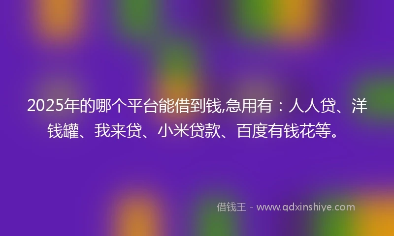 2025年的哪个平台能借到钱,急用有：人人贷、洋钱罐、我来贷、小米贷款、百度有钱花等。