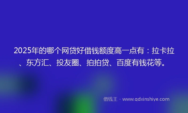 2025年的哪个网贷好借钱额度高一点有：拉卡拉、东方汇、投友圈、拍拍贷、百度有钱花等。