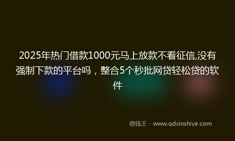 2025年热门借款1000元马上放款不看征信,没有强制下款的平台吗，整合5个秒批网贷轻松贷的软件