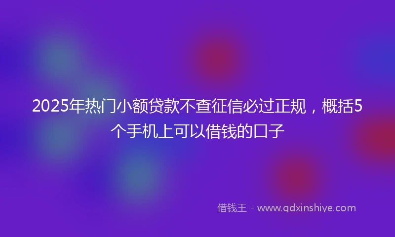 2025年热门小额贷款不查征信必过正规，概括5个手机上可以借钱的口子