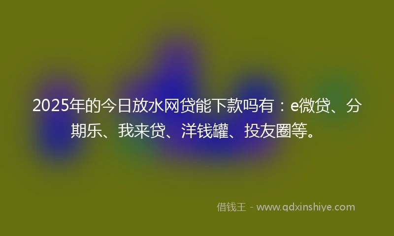 2025年的今日放水网贷能下款吗有：e微贷、分期乐、我来贷、洋钱罐、投友圈等。