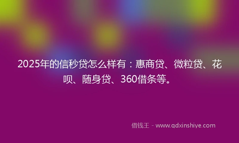 2025年的信秒贷怎么样有：惠商贷、微粒贷、花呗、随身贷、360借条等。