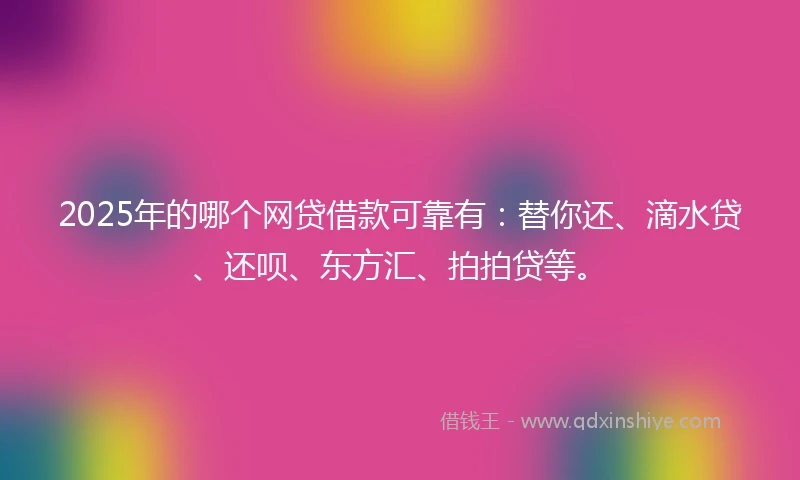 2025年的哪个网贷借款可靠有：替你还、滴水贷、还呗、东方汇、拍拍贷等。