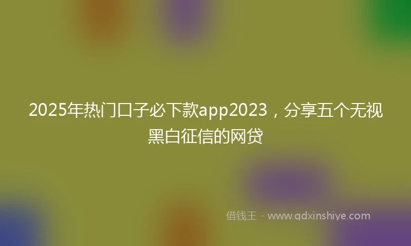 2025年热门口子必下款app2023，分享五个无视黑白征信的网贷