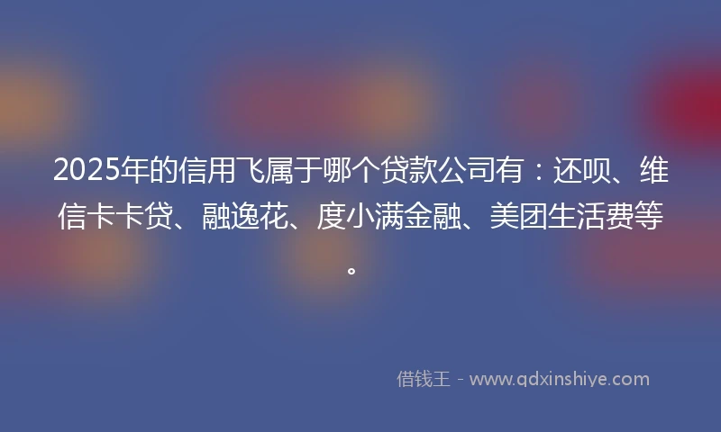 2025年的信用飞属于哪个贷款公司有：还呗、维信卡卡贷、融逸花、度小满金融、美团生活费等。