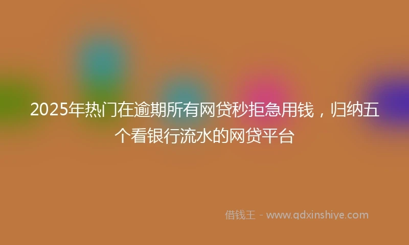 2025年热门在逾期所有网贷秒拒急用钱，归纳五个看银行流水的网贷平台