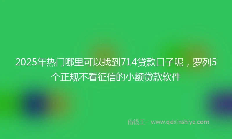 2025年热门哪里可以找到714贷款口子呢，罗列5个正规不看征信的小额贷款软件