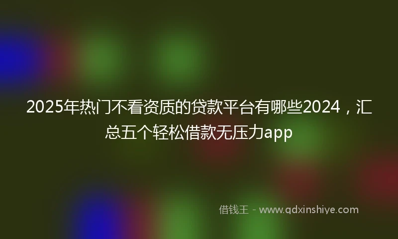 2025年热门不看资质的贷款平台有哪些2024，汇总五个轻松借款无压力app