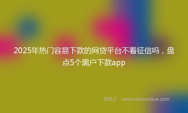 2025年热门容易下款的网贷平台不看征信吗，盘点5个黑户下款app