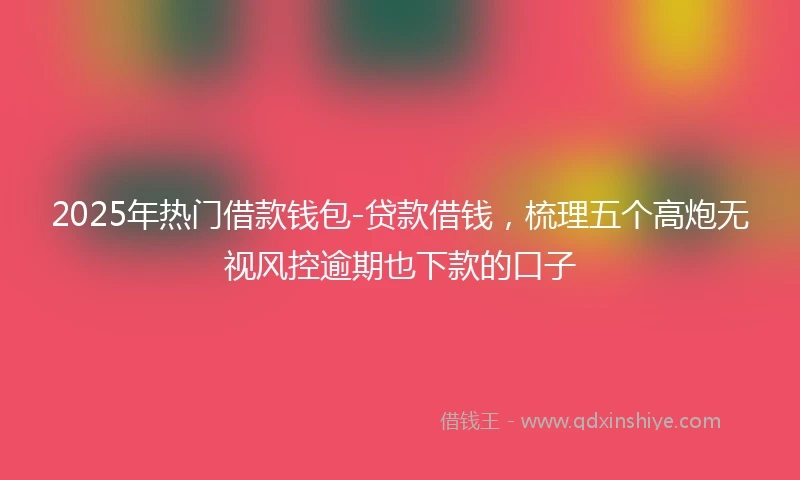 2025年热门借款钱包-贷款借钱，梳理五个高炮无视风控逾期也下款的口子