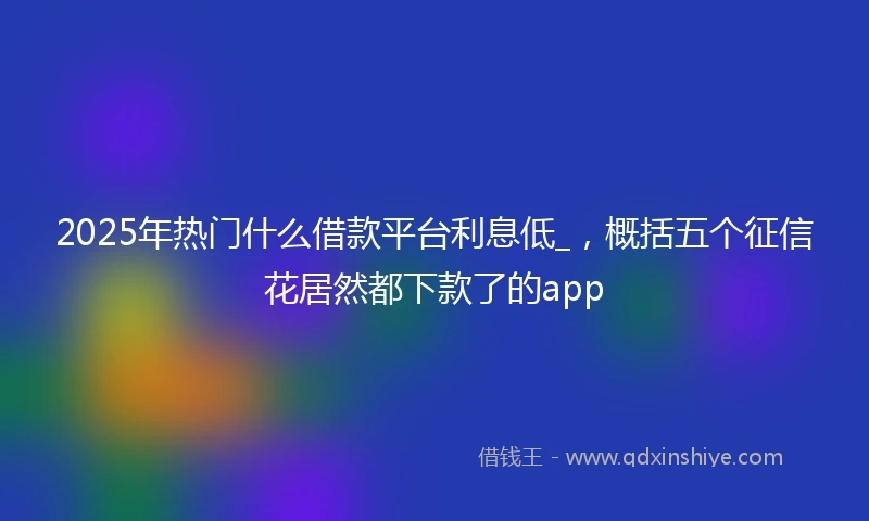2025年热门什么借款平台利息低_，概括五个征信花居然都下款了的app
