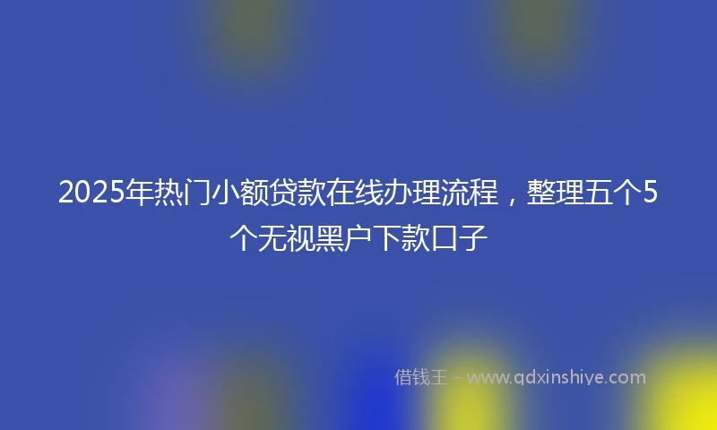 2025年热门小额贷款在线办理流程，整理五个5个无视黑户下款口子