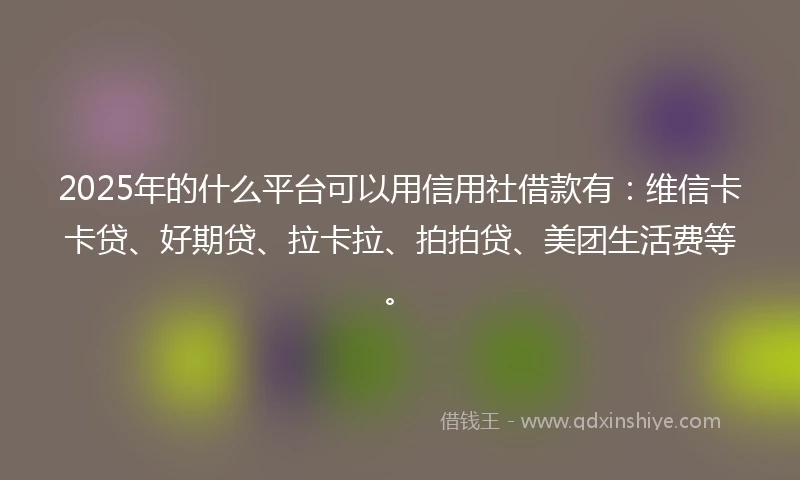 2025年的什么平台可以用信用社借款有：维信卡卡贷、好期贷、拉卡拉、拍拍贷、美团生活费等。