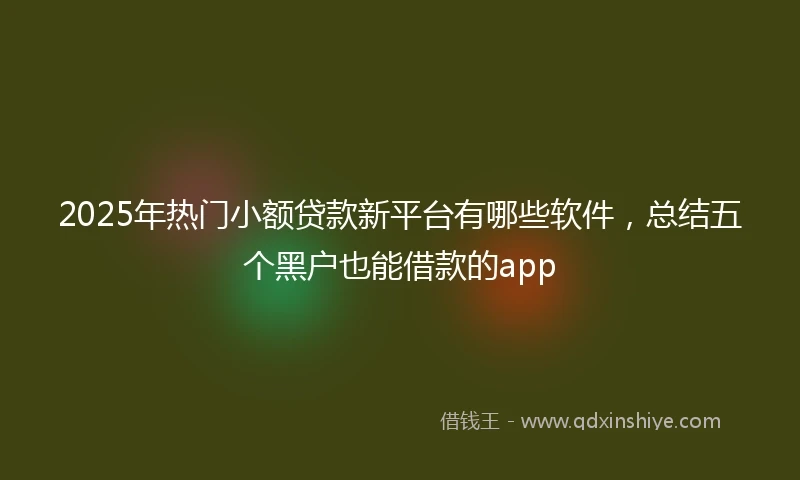 2025年热门小额贷款新平台有哪些软件，总结五个黑户也能借款的app