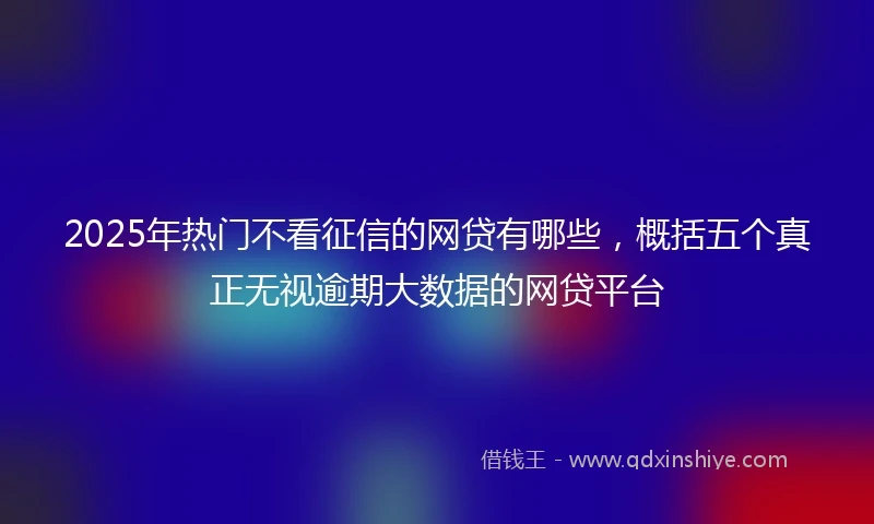 2025年热门不看征信的网贷有哪些，概括五个真正无视逾期大数据的网贷平台