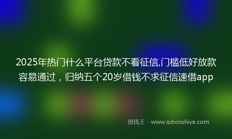 2025年热门什么平台贷款不看征信,门槛低好放款容易通过，归纳五个20岁借钱不求征信速借app