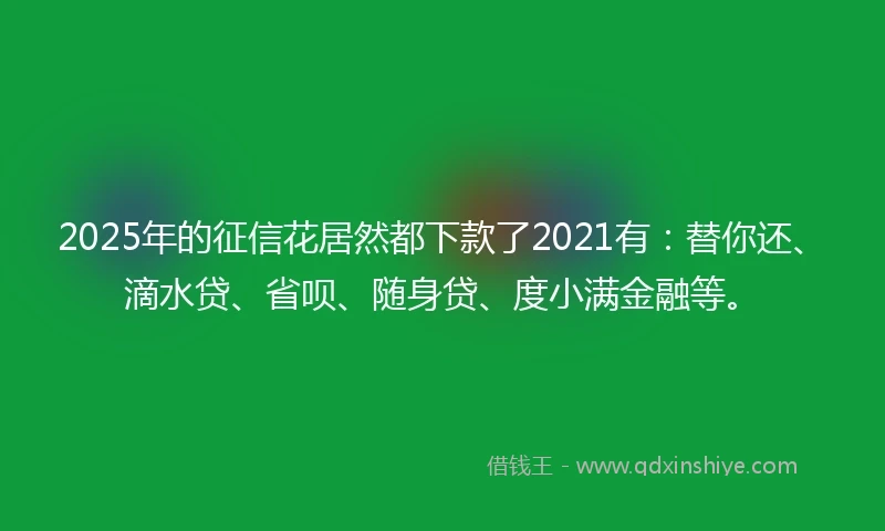 2025年的征信花居然都下款了2021有：替你还、滴水贷、省呗、随身贷、度小满金融等。