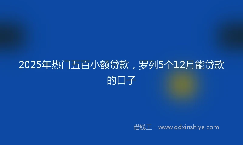 2025年热门五百小额贷款，罗列5个12月能贷款的口子