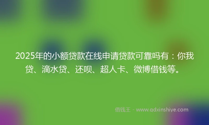 2025年的小额贷款在线申请贷款可靠吗有：你我贷、滴水贷、还呗、超人卡、微博借钱等。