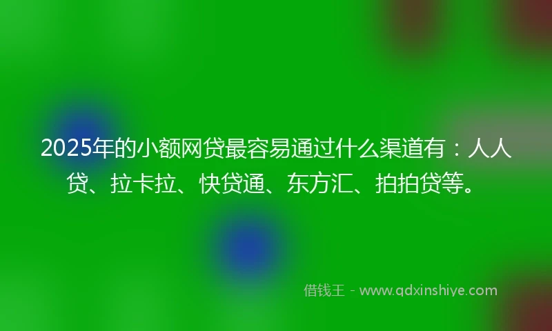 2025年的小额网贷最容易通过什么渠道有：人人贷、拉卡拉、快贷通、东方汇、拍拍贷等。