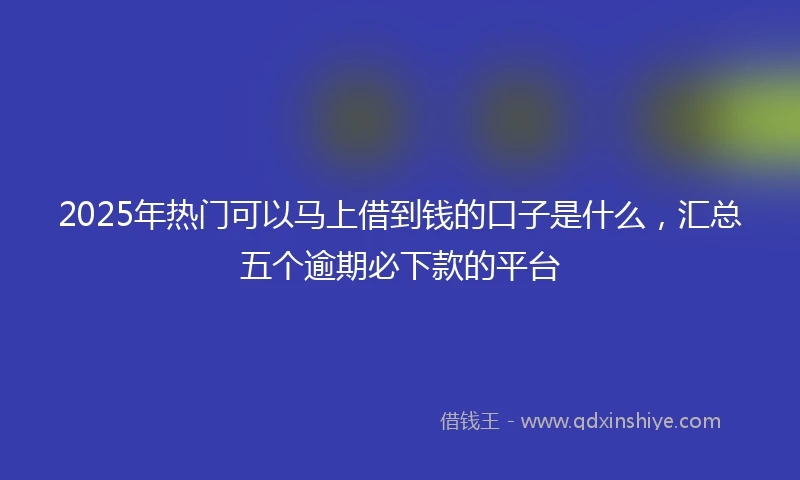 2025年热门可以马上借到钱的口子是什么，汇总五个逾期必下款的平台