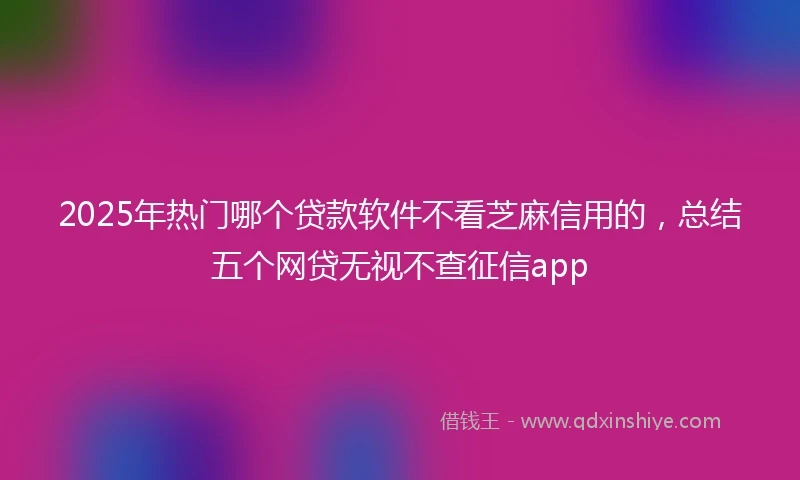 2025年热门哪个贷款软件不看芝麻信用的，总结五个网贷无视不查征信app