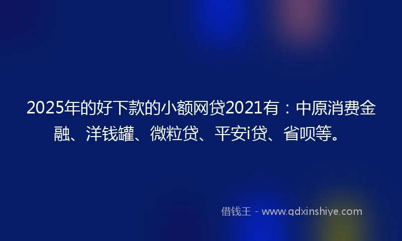 2025年的好下款的小额网贷2021有：中原消费金融、洋钱罐、微粒贷、平安i贷、省呗等。