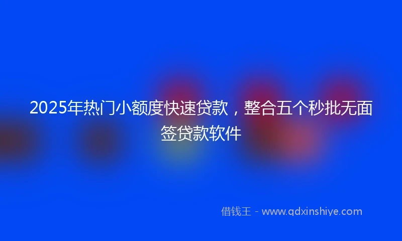 2025年热门小额度快速贷款，整合五个秒批无面签贷款软件