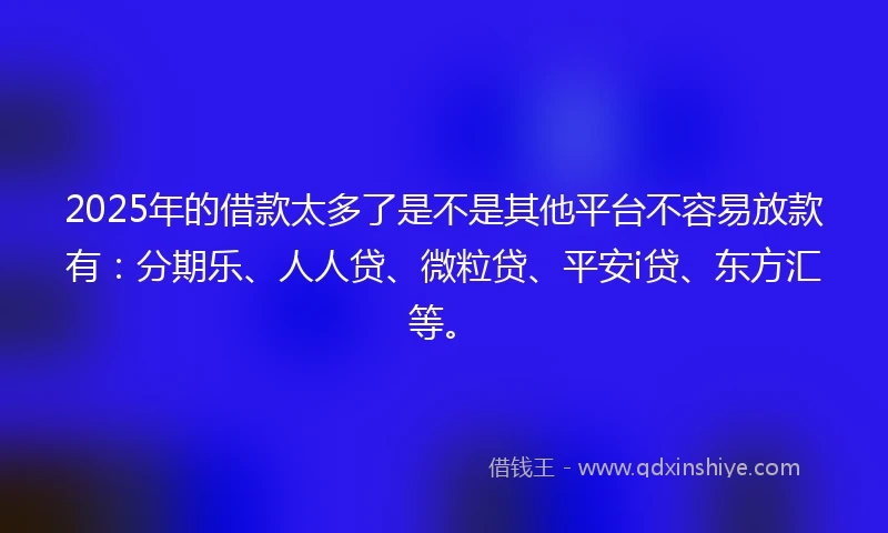 2025年的借款太多了是不是其他平台不容易放款有：分期乐、人人贷、微粒贷、平安i贷、东方汇等。