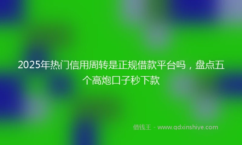2025年热门信用周转是正规借款平台吗，盘点五个高炮口子秒下款