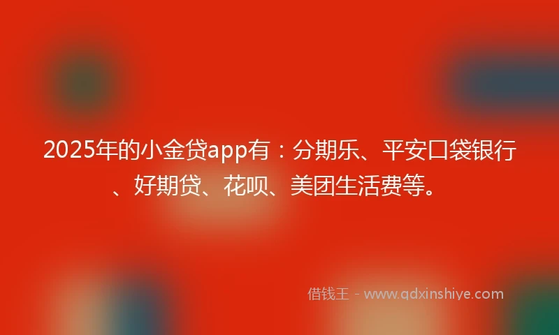 2025年的小金贷app有：分期乐、平安口袋银行、好期贷、花呗、美团生活费等。